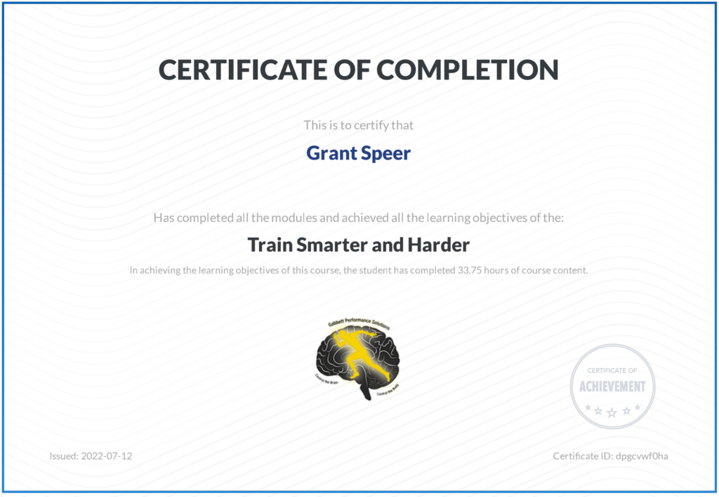 Gabbett Train Harder and Smarter