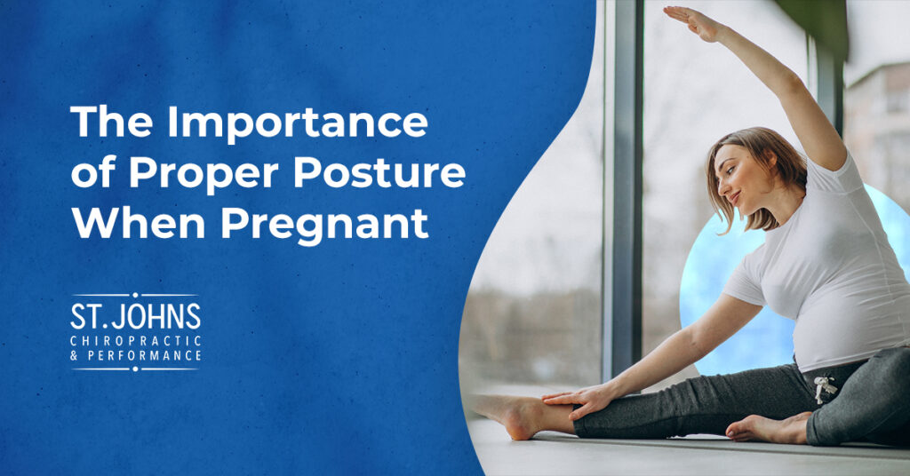 Pregnant Woman Sitting Down Stretching | Importance of Proper Posture When Pregnant | St. Johns Chiropractic & Performance